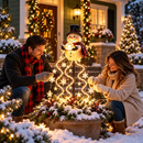 Luminária Solar de Natal Boneco de Neve para Jardim