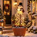 Luminária Solar de Natal Boneco de Neve para Jardim