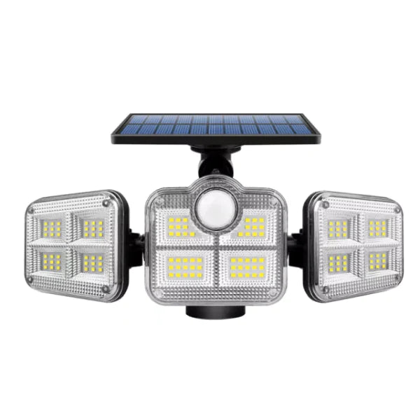 Luminária Refletor Led Solar com 3 Cabeças Impermeável - SunGlow