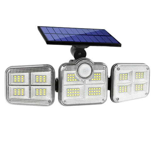 Luminária Refletor Led Solar com 3 Cabeças Impermeável - SunGlow