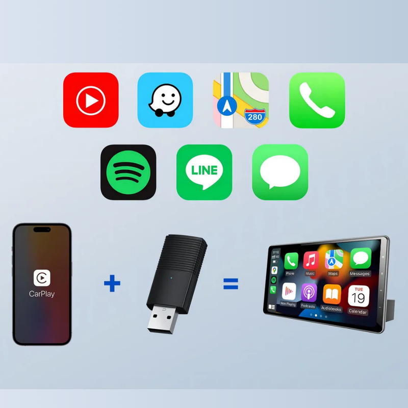 Mini Adaptador Sem Fio CarPlay/Android Auto para Multimídia Automotiva