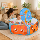 Piscina de Bolinhas Infantil Portátil com Cesta de Basquete