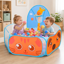 Piscina de Bolinhas Infantil Portátil com Cesta de Basquete