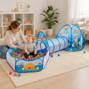 Playground Infantil 3 em 1 com Tenda, Túnel e Piscina de Bolinhas